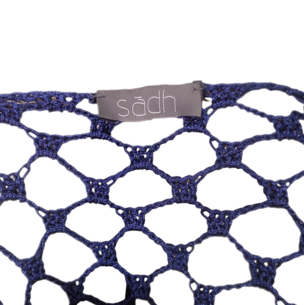 SĀDH | Crochet Maxi Beach Cover-Up Dress – Dark Blue One Size - Picture 3 of 3